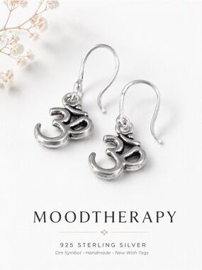 Moodtherapy 925 Sterling Silver Om Symbol Earrings Handmade Yoga Boho NWT